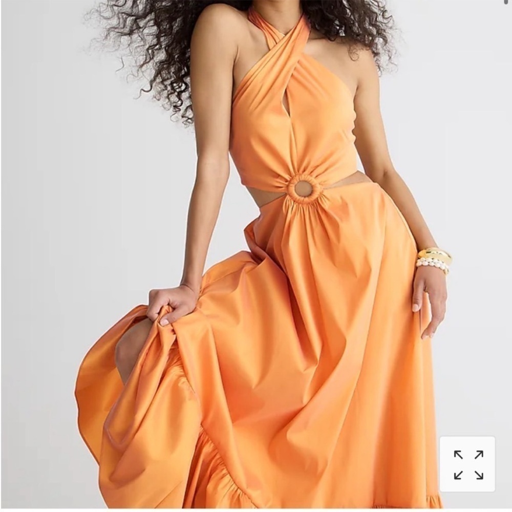 NWT J. Crew Collection taffeta O-ring cutout halter-neck maxi dress BP887 - Picture 2 of 13
